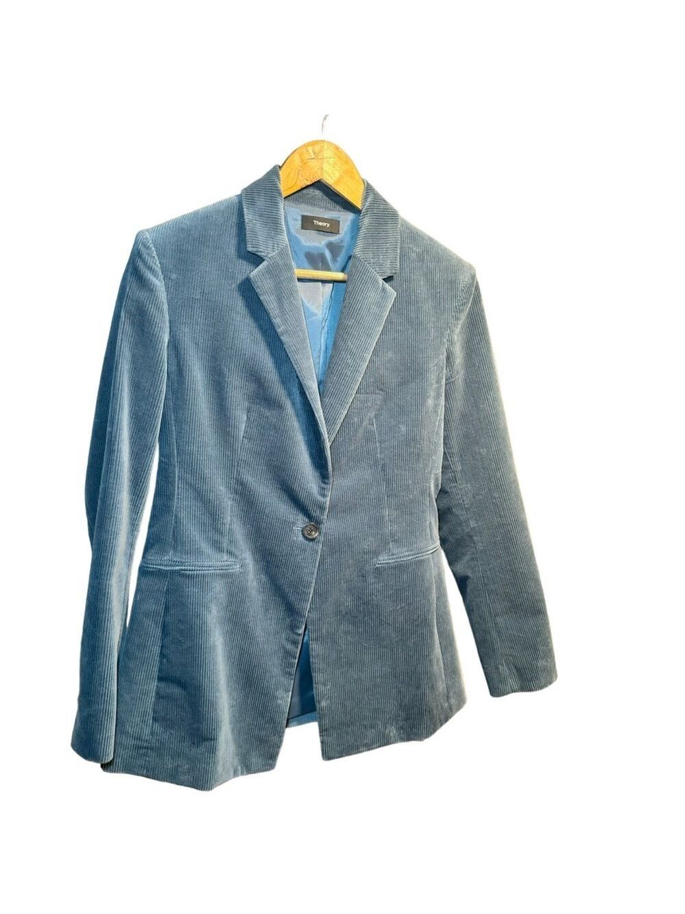 Theory corduroy women blazer SZ 8 (M) blue - turquoise - Picture 4 of 10
